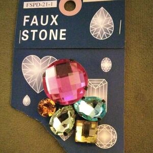 Multicolor Faux Stone Cluster Pendant ,Pink, Aqua, Yellow, Green